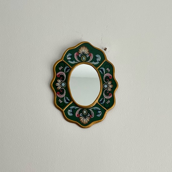 Peruvian Artisan Vibrant Mirror Trio - Green, Pink, Yellow Wood 9 inch - Picture 10 of 11